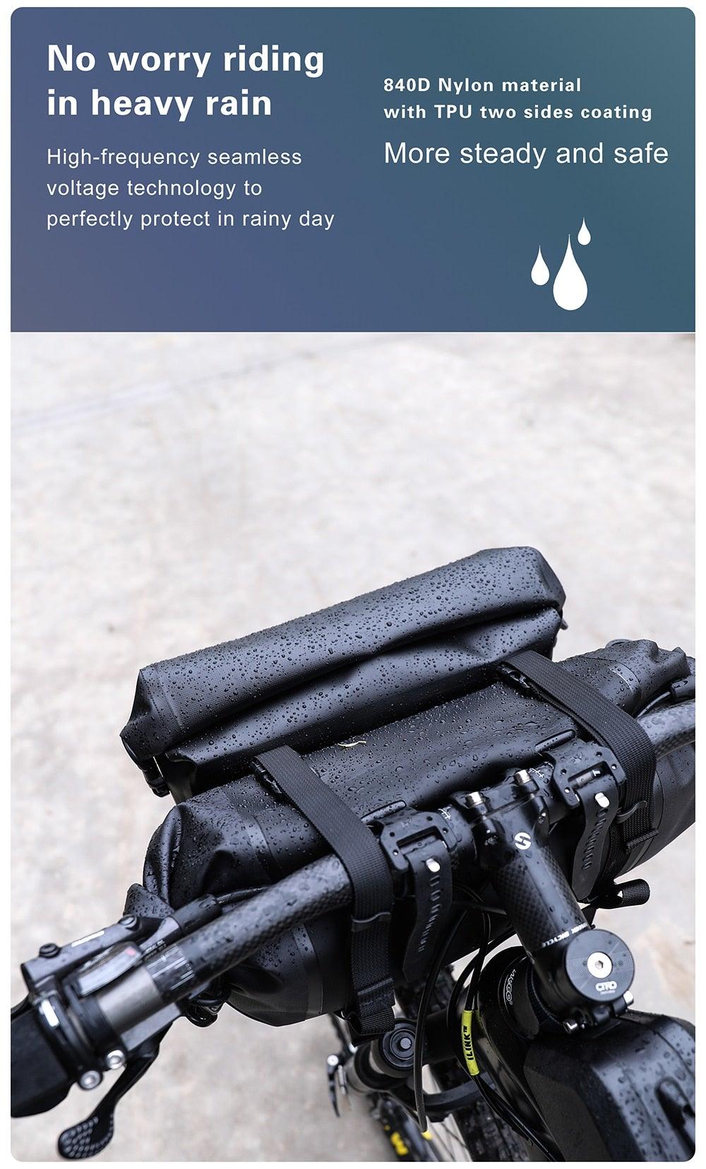 Bicycle Bag Waterproof Big Capacity Handlebar Bag 2 Piece Front Tube Cycling Bag Bike Accessories Bike Bag Waterproof Bike Handlebar Bag Bicycle For Sport Bicycle Cycling Accessories