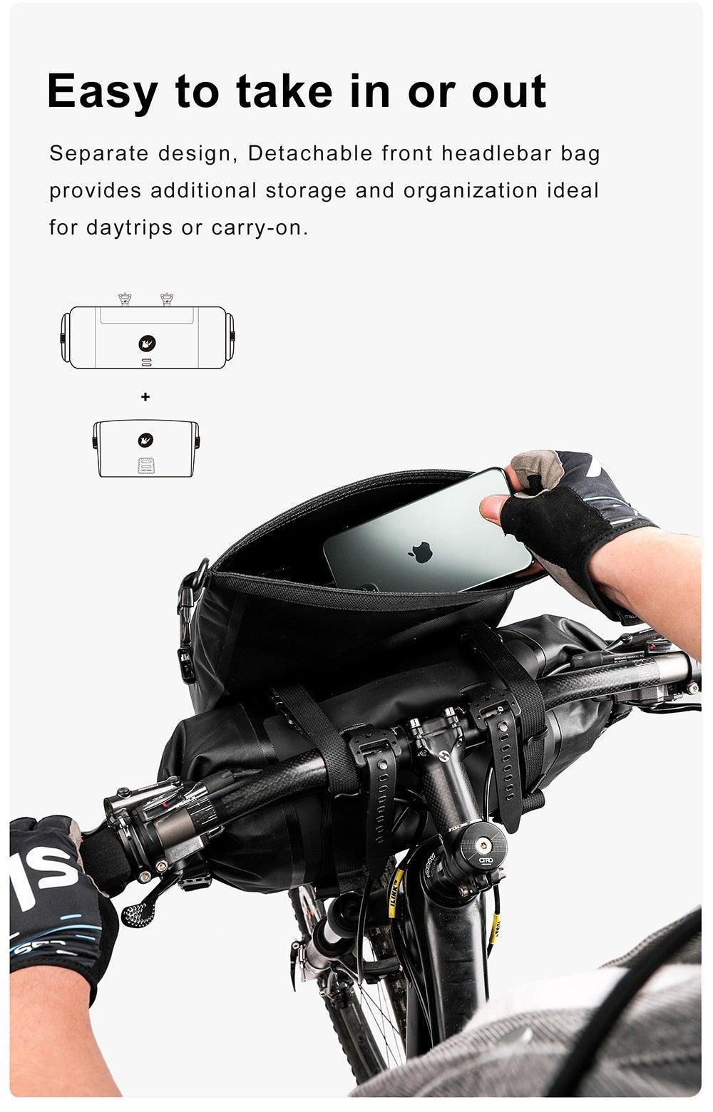 Bicycle Bag Waterproof Big Capacity Handlebar Bag 2 Piece Front Tube Cycling Bag Bike Accessories Bike Bag Waterproof Bike Handlebar Bag Bicycle For Sport Bicycle Cycling Accessories