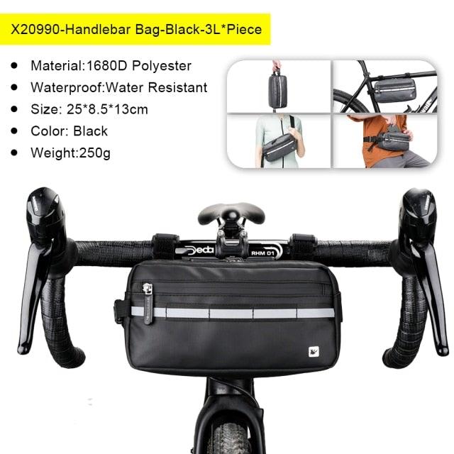 Bicycle Bag Waterproof Big Capacity Handlebar Bag 2 Piece Front Tube Cycling Bag Bike Accessories Bike Bag Waterproof Bike Handlebar Bag Bicycle For Sport Bicycle Cycling Accessories