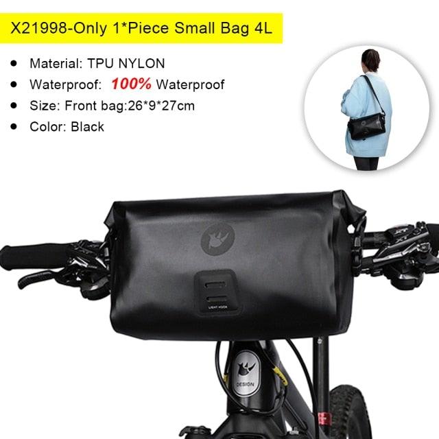 Bicycle Bag Waterproof Big Capacity Handlebar Bag 2 Piece Front Tube Cycling Bag Bike Accessories Bike Bag Waterproof Bike Handlebar Bag Bicycle For Sport Bicycle Cycling Accessories