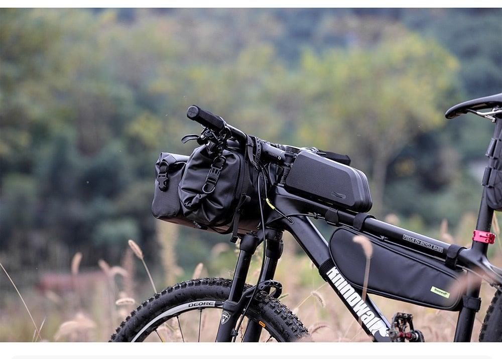 Bicycle Bag Waterproof Big Capacity Handlebar Bag 2 Piece Front Tube Cycling Bag Bike Accessories Bike Bag Waterproof Bike Handlebar Bag Bicycle For Sport Bicycle Cycling Accessories