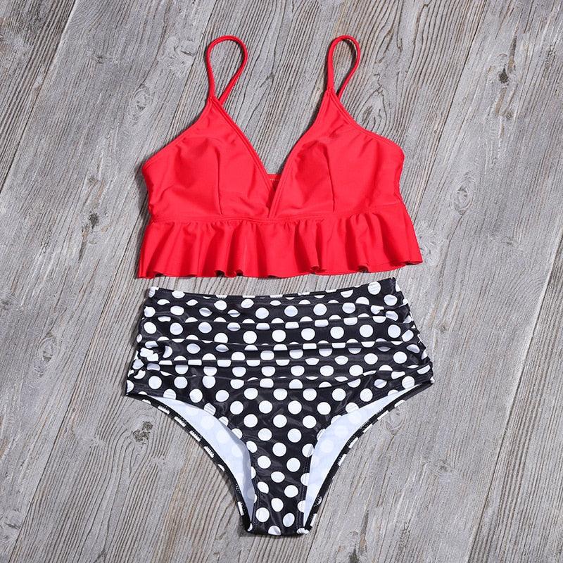 Bikini Push Up Summer Floral Swimwear Sport Women Plus Size Swimming Suit For Women Women Bikini Set Ruffle Two Piece Swimsuit Flounce Push Up Cutout Swimwear Bathing Suits Swimsuit High Waist Bikini Set