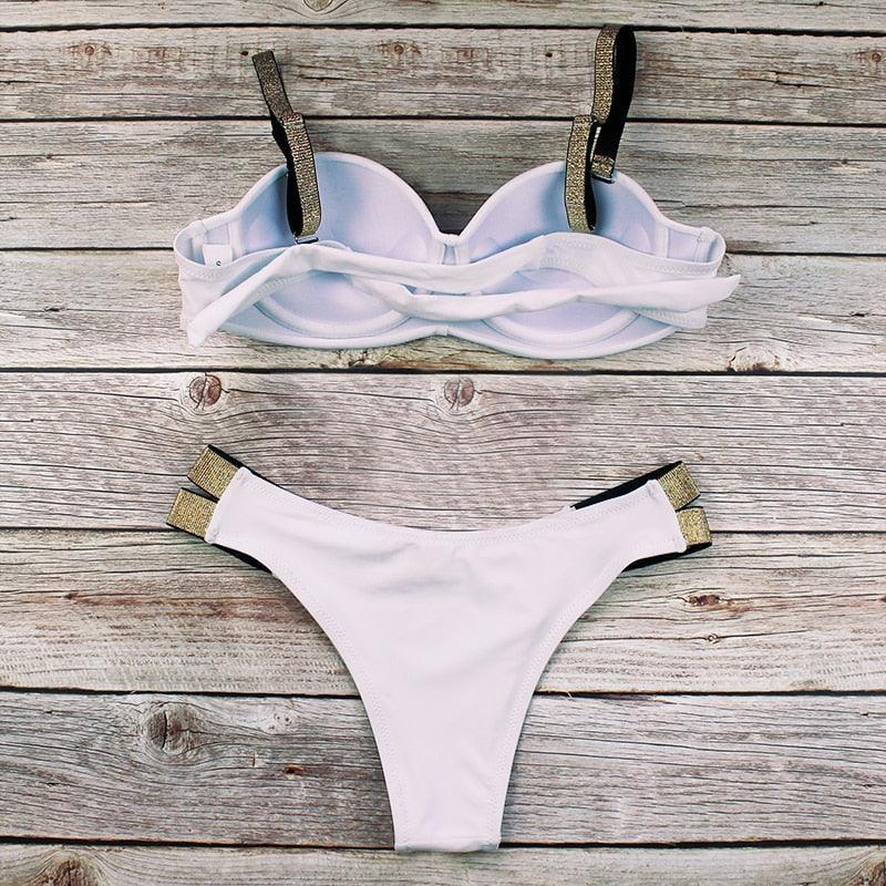 Bikini Push Up Swimwear Bikini Set Pink Swimwear Women Micro Swimsuit Female Bandage Bikini Beach Wear Swimming Two-Piece Swimsuit Summer Swimsuit for Women