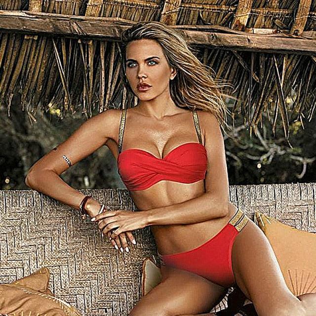 Bikini Push Up Swimwear Bikini Set Pink Swimwear Women Micro Swimsuit Female Bandage Bikini Beach Wear Swimming Two-Piece Swimsuit Summer Swimsuit for Women
