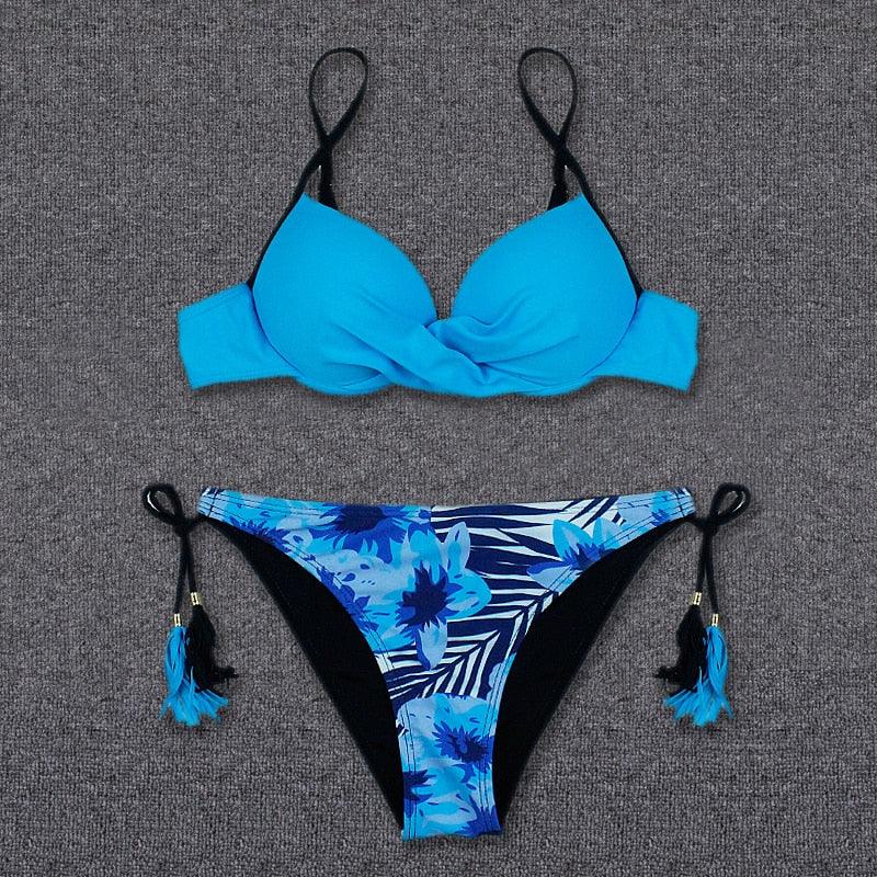 Bikini Push Up Swimwear Bikini Set Pink Swimwear Women Micro Swimsuit Female Bandage Bikini Beach Wear Swimming Two-Piece Swimsuit Summer Swimsuit for Women