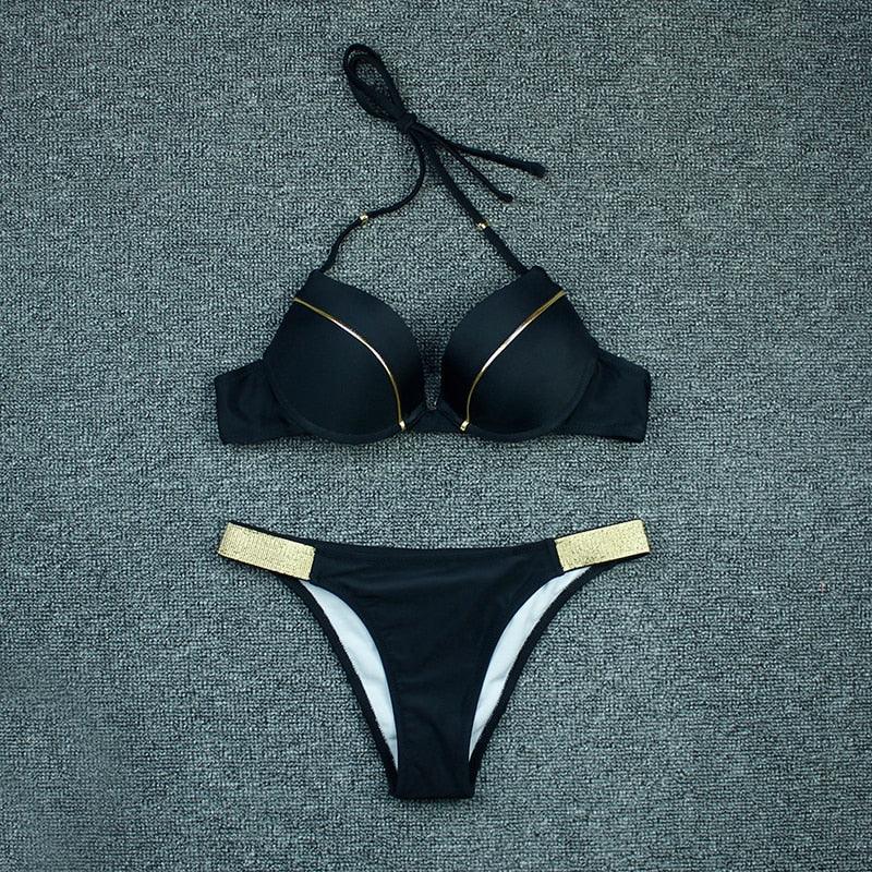 Bikini Push Up Swimwear Bikini Set Pink Swimwear Women Micro Swimsuit Female Bandage Bikini Beach Wear Swimming Two-Piece Swimsuit Summer Swimsuit for Women