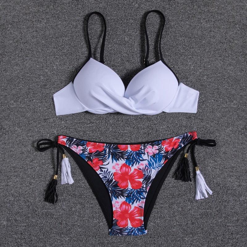 Bikini Push Up Swimwear Bikini Set Pink Swimwear Women Micro Swimsuit Female Bandage Bikini Beach Wear Swimming Two-Piece Swimsuit Summer Swimsuit for Women