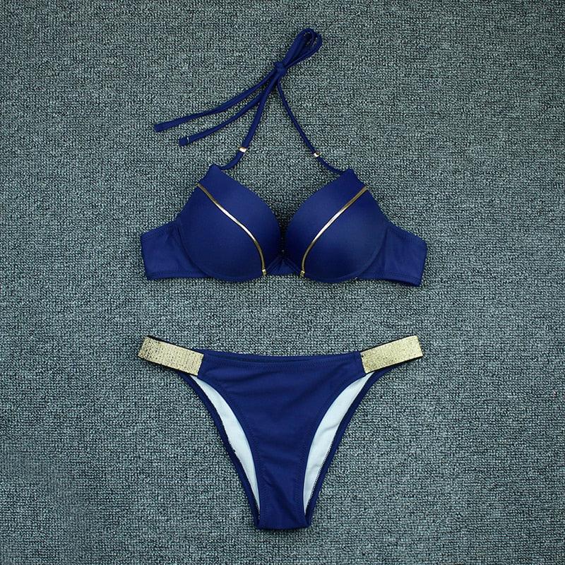 Bikini Push Up Swimwear Bikini Set Pink Swimwear Women Micro Swimsuit Female Bandage Bikini Beach Wear Swimming Two-Piece Swimsuit Summer Swimsuit for Women