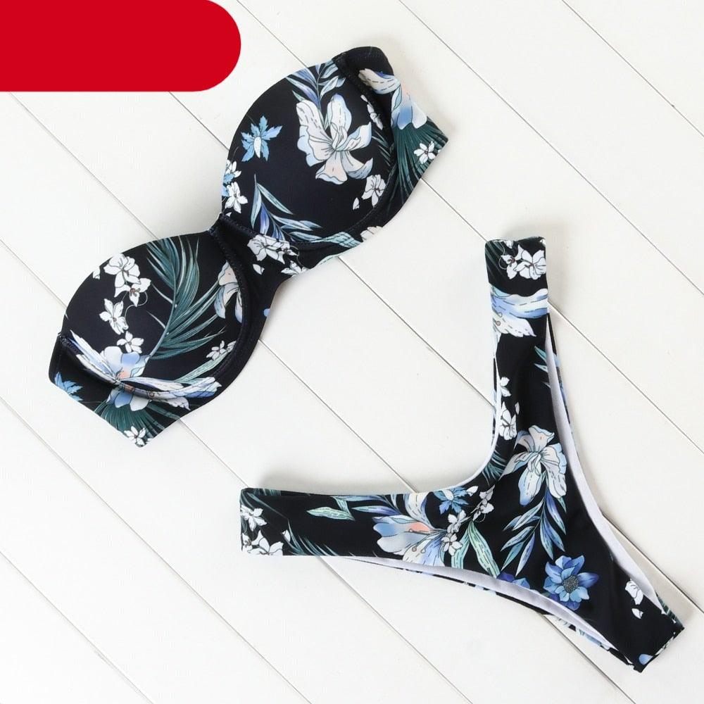 Bikini Set High Cut Solid Swimsuit Women Swimwear Push Up Bathing Suit Beachwear Leopard Bikini Women's Ribbed Underwire Bikini High Cut Bikini V Swimwear Butterfly Print High Leg Bikini Swimsuit