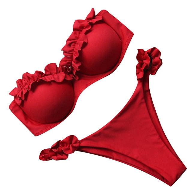 Bikini Set High Cut Solid Swimsuit Women Swimwear Push Up Bathing Suit Beachwear Leopard Bikini Women's Ribbed Underwire Bikini High Cut Bikini V Swimwear Butterfly Print High Leg Bikini Swimsuit