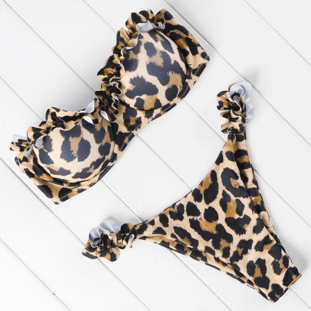 Bikini Set High Cut Solid Swimsuit Women Swimwear Push Up Bathing Suit Beachwear Leopard Bikini Women's Ribbed Underwire Bikini High Cut Bikini V Swimwear Butterfly Print High Leg Bikini Swimsuit
