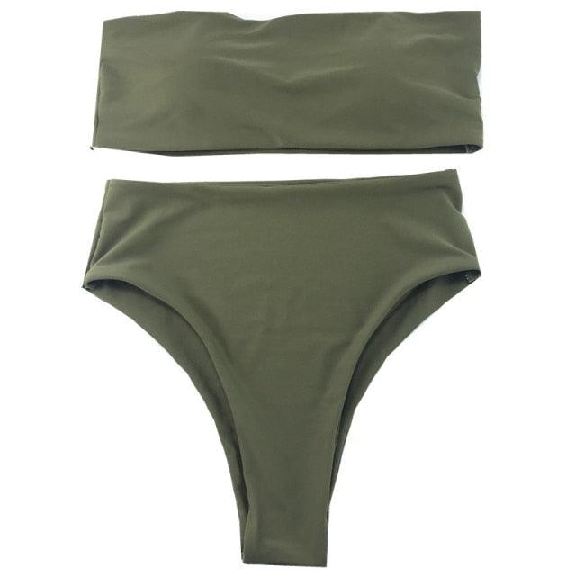 Bikini Set Summer Swimwear Beach Women's Swimsuit Bathing Suit Push Up Brazilian Bikini Women’s Two-Piece Strapless Padded High Cut Bathing Suit Swimwear
