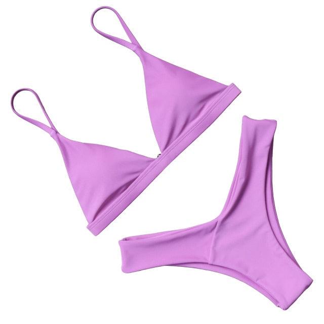 Bikini Swimwear Women Swimsuit Push Up Micro Bikinis Set Swimming Bathing Suit Beachwear Summer Thong Bottom Two Piece Bikini Double Shoulder Straps Cute Swimsuit Triangle Bathing Bikini