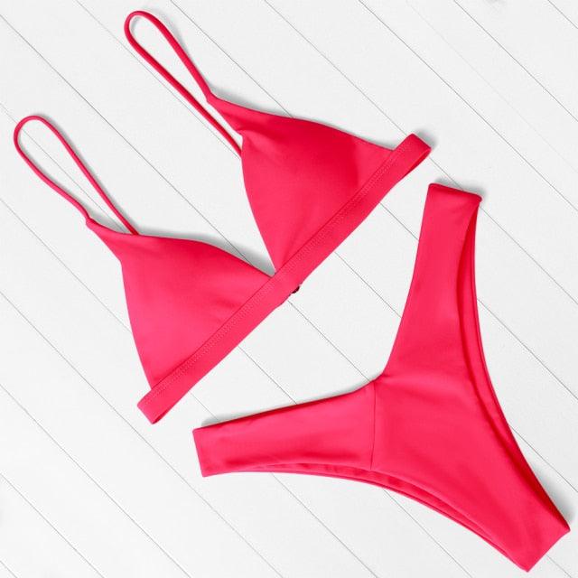 Bikini Swimwear Women Swimsuit Push Up Micro Bikinis Set Swimming Bathing Suit Beachwear Summer Thong Bottom Two Piece Bikini Double Shoulder Straps Cute Swimsuit Triangle Bathing Bikini