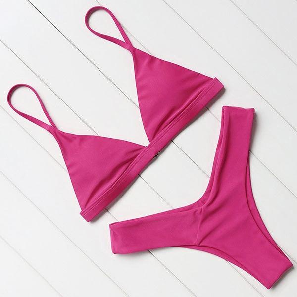 Bikini Swimwear Women Swimsuit Push Up Micro Bikinis Set Swimming Bathing Suit Beachwear Summer Thong Bottom Two Piece Bikini Double Shoulder Straps Cute Swimsuit Triangle Bathing Bikini