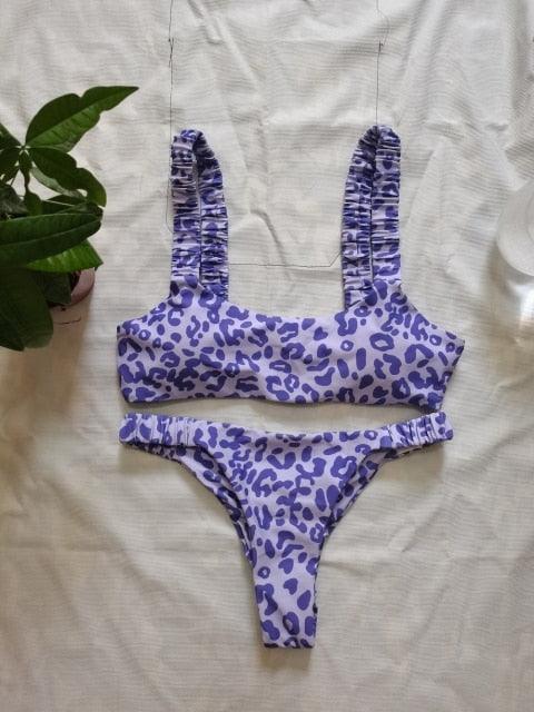 Bikini Women Orange Leopard Push Up Padded Thong Swimsuit Female Cut Out Bathing Suit Swimwear Padded Push up Thong Bikini Sets Swimsuits for Women