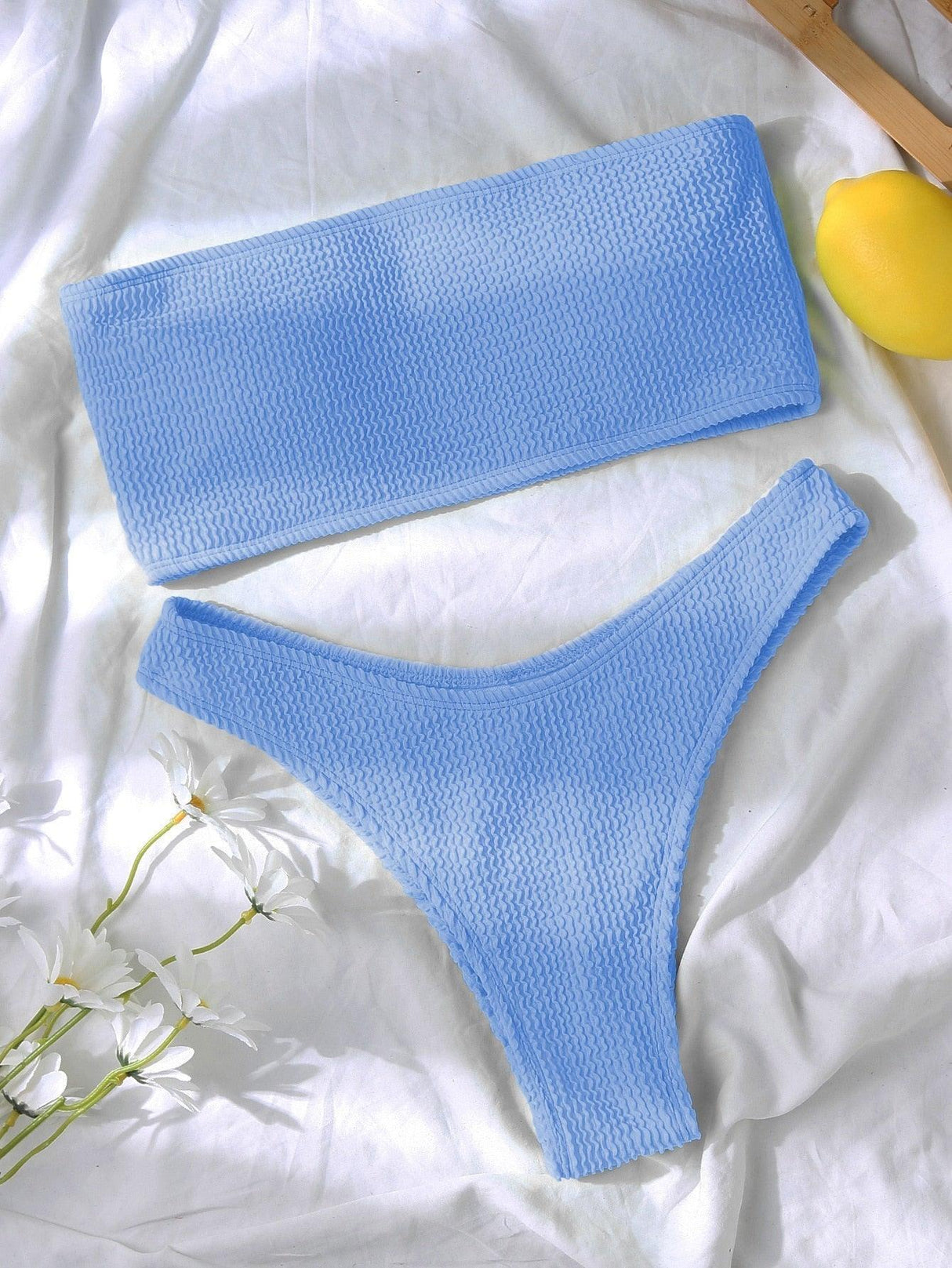 Bikinis Swimsuit Women Push Up Bikini Set Female Swimwear Women's Strapless Solid Color 2 Pieces Bathing Suit Swimsuit Swimsuits Off Shoulder High Waist Bathing Suit High Cut Swimwear For Summer