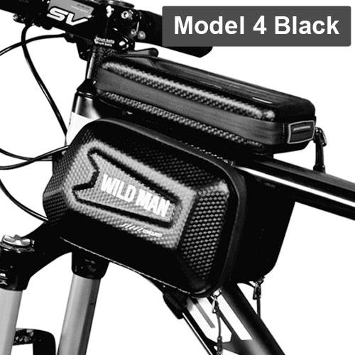 Black Bike Bag Frame Front Top Tube Cycling Bag Waterproof Phone Case Touchscreen Bag Pack Bicycle Accessories Bike Bicycle Bag Waterproof Bike Phone Mount Bag Front Frame Top Tube Handlebar Bag Touch Screen Holder Case For Cell Phones 6.6in