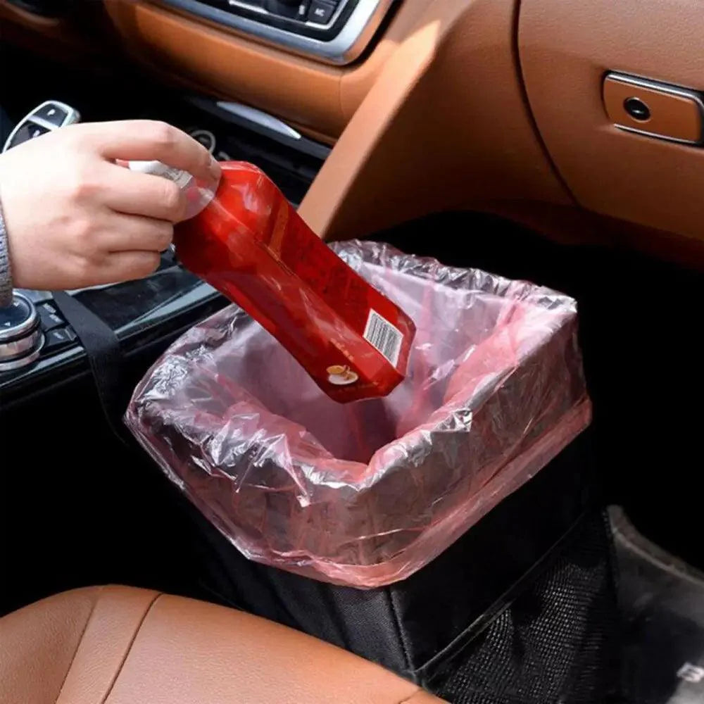 Black Car Trash Can Hanging Seat Back Bag Multi-functional Waterproof Folding Easy Storage Box For Cars