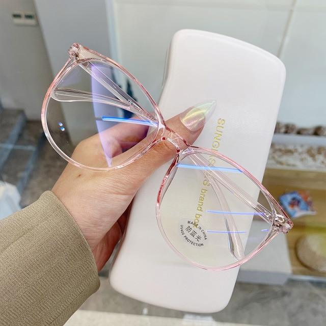 Black Fashion Anti Blue Light Transparent Computer Glasses Lightweight Frames For Women Men Round Eyewear Round Women Optical Eyewear Frames Vintage Cat Eye