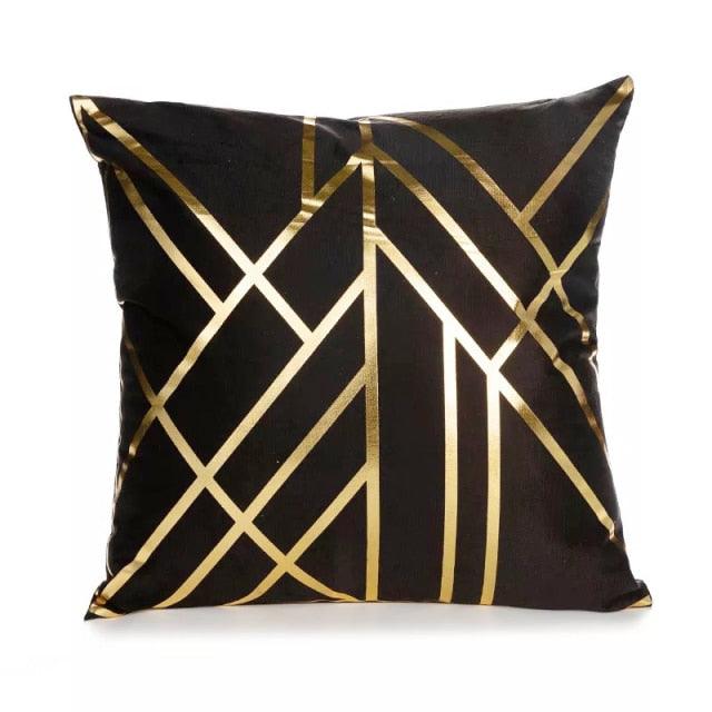 Black Gold Pillow Geometric Cushion Hot Pillows For Chairs Seat Pillowcase Black Striped Pillow Case Luxury Soft Cushion Covers Decor Home Livingroom Decoration 45x45CM