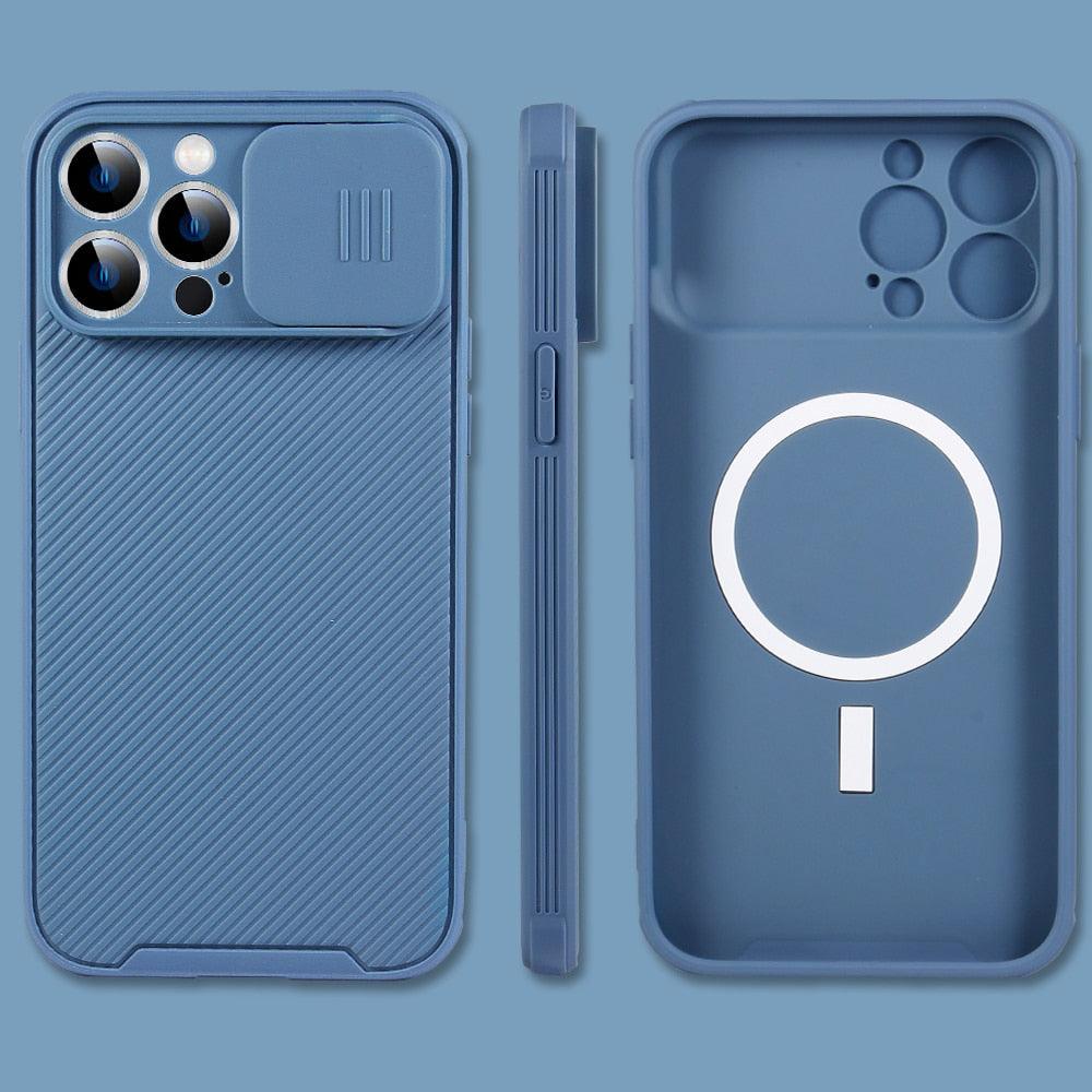 Black Magnetic Case for iPhone 12/12 Pro/12 Pro Max Case Camera Protection Cover Suitable for Wireless Charging Soft Edge Full Coverage Protection for iPhone