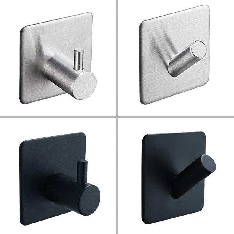 Black Robe Hook Wall Hook Towel Hook for Bathroom Stainless Steel Coat Hook Rustproof Hook Hanger for Kitchen Hardware Stainless Steel Hooks Waterproof and Oilproof Bathroom Kitchen Self Adhesive Hooks for Hanging Coat Hat Towel