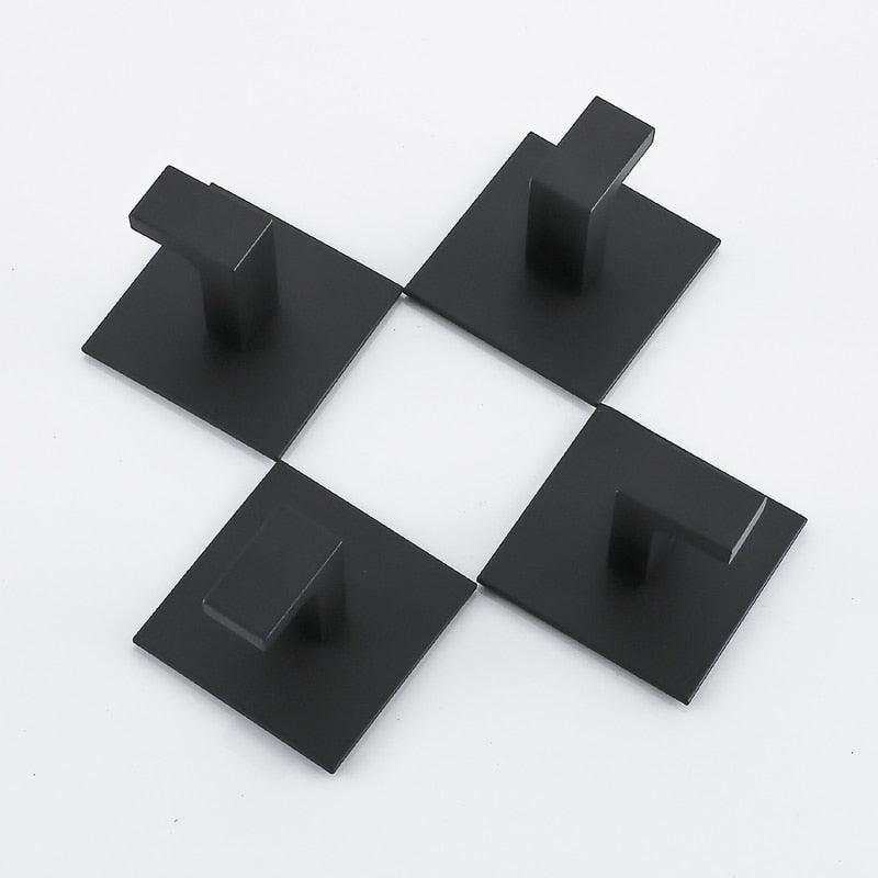 Black Self-Adhesive Wall Hooks For Hanging Keys Clothes Hanger Door Robe Hook Coat Rack Towel Holder Bathroom Accessories Matte Black Finish Wall Mount Coat Hat Door Hook Hanger Bathroom Accessories