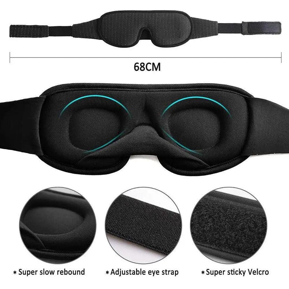 Black Soft Padded Sleeping Mask For Eyes Lightweight Blindfold Night Mask Modern Adjustable Super Smooth Eye Patch For Sleep
