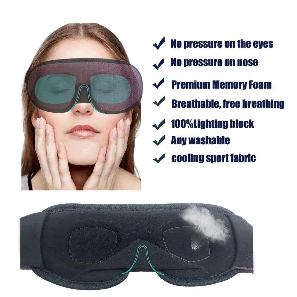 Black Soft Padded Sleeping Mask For Eyes Lightweight Blindfold Night Mask Modern Adjustable Super Smooth Eye Patch For Sleep