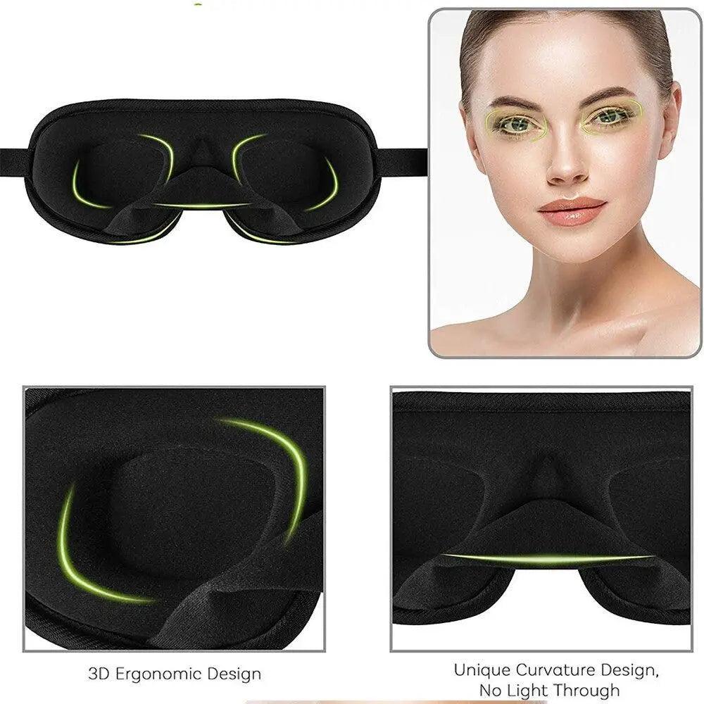 Black Soft Padded Sleeping Mask For Eyes Lightweight Blindfold Night Mask Modern Adjustable Super Smooth Eye Patch For Sleep
