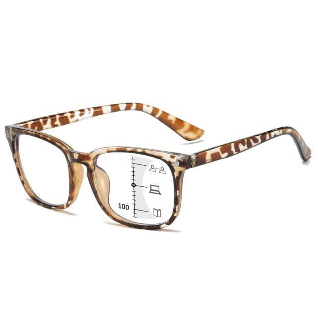 Black Square Multifocal Progressive Reading Glasses For Men Fashion With Diopters Anti-glare Computer Reading Gaming TV Phones Transparent Glasses For Women Men