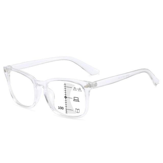 Black Square Multifocal Progressive Reading Glasses For Men Fashion With Diopters Anti-glare Computer Reading Gaming TV Phones Transparent Glasses For Women Men