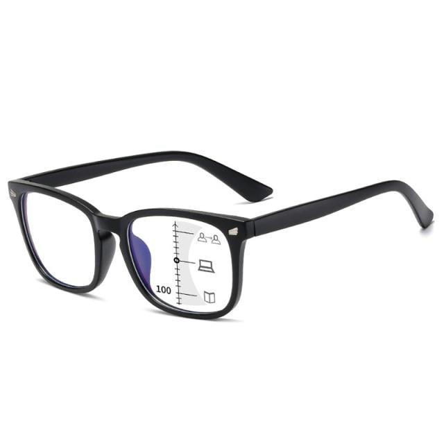 Black Square Multifocal Progressive Reading Glasses For Men Fashion With Diopters Anti-glare Computer Reading Gaming TV Phones Transparent Glasses For Women Men