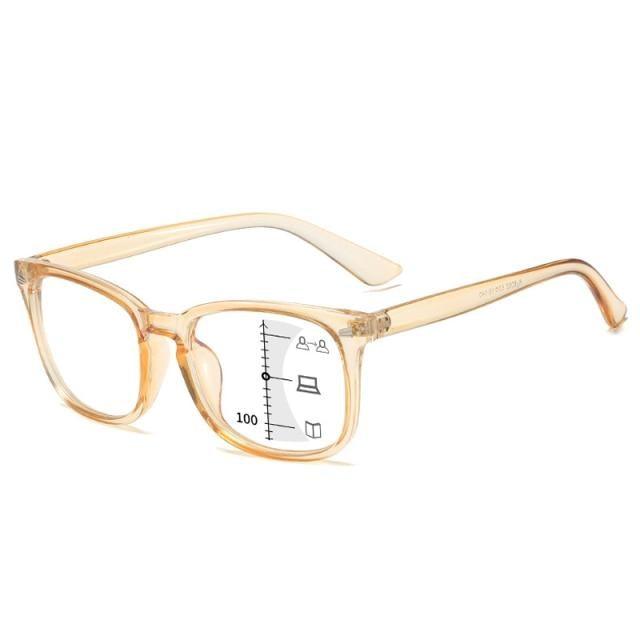 Black Square Multifocal Progressive Reading Glasses For Men Fashion With Diopters Anti-glare Computer Reading Gaming TV Phones Transparent Glasses For Women Men