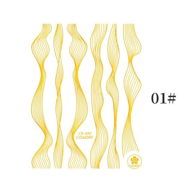Black White 3D Nail Stickers Metal Gold Silver Geometric Tassel Strip Line Adhesive Transfer Decals Nail Art Design Gold Silver Metal Nail Sticker Metallic Curve Strip Line Nail Decal Self-Adhesive 3D Wave Design Nail Tips Decorations Manicure for Women