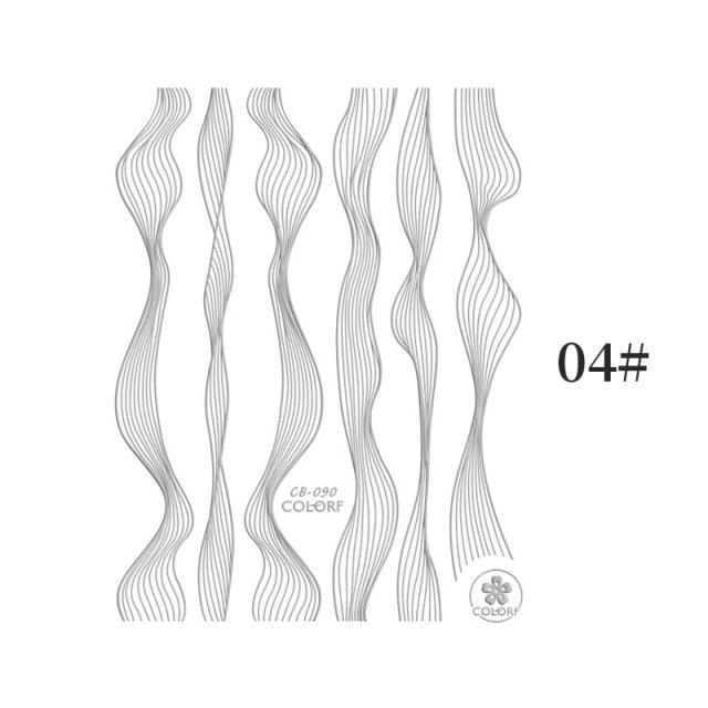 Black White 3D Nail Stickers Metal Gold Silver Geometric Tassel Strip Line Adhesive Transfer Decals Nail Art Design Gold Silver Metal Nail Sticker Metallic Curve Strip Line Nail Decal Self-Adhesive 3D Wave Design Nail Tips Decorations Manicure for Women