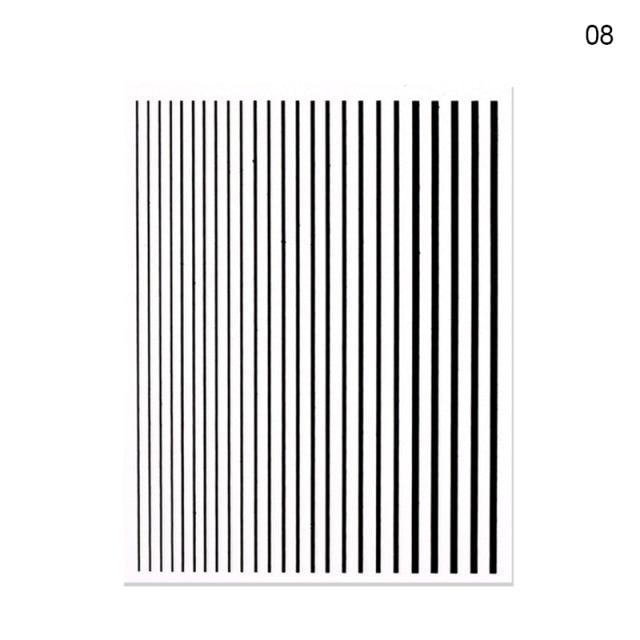 Black White 3D Nail Stickers Metal Gold Silver Geometric Tassel Strip Line Adhesive Transfer Decals Nail Art Design Gold Silver Metal Nail Sticker Metallic Curve Strip Line Nail Decal Self-Adhesive 3D Wave Design Nail Tips Decorations Manicure for Women