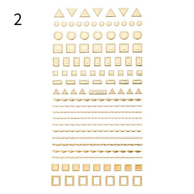 Black White 3D Nail Stickers Metal Gold Silver Geometric Tassel Strip Line Adhesive Transfer Decals Nail Art Design Gold Silver Metal Nail Sticker Metallic Curve Strip Line Nail Decal Self-Adhesive 3D Wave Design Nail Tips Decorations Manicure for Women