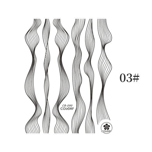 Black White 3D Nail Stickers Metal Gold Silver Geometric Tassel Strip Line Adhesive Transfer Decals Nail Art Design Gold Silver Metal Nail Sticker Metallic Curve Strip Line Nail Decal Self-Adhesive 3D Wave Design Nail Tips Decorations Manicure for Women