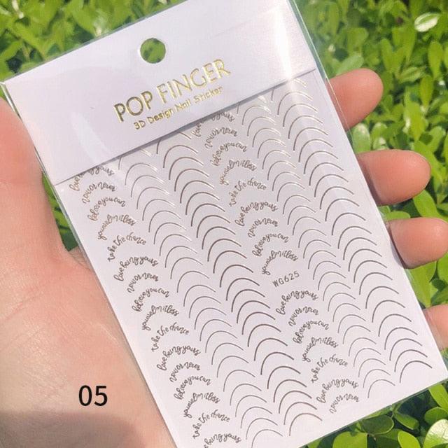 Black White 3D Nail Stickers Metal Gold Silver Geometric Tassel Strip Line Adhesive Transfer Decals Nail Art Design Gold Silver Metal Nail Sticker Metallic Curve Strip Line Nail Decal Self-Adhesive 3D Wave Design Nail Tips Decorations Manicure for Women