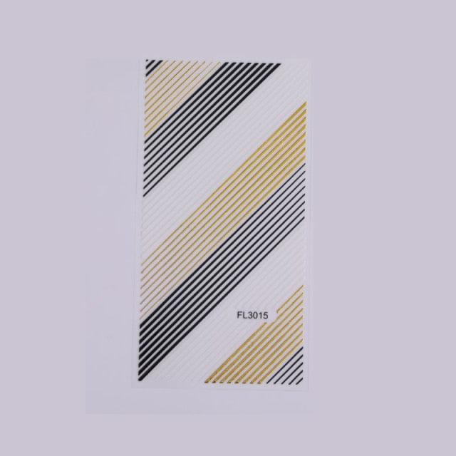 Black White 3D Nail Stickers Metal Gold Silver Geometric Tassel Strip Line Adhesive Transfer Decals Nail Art Design Gold Silver Metal Nail Sticker Metallic Curve Strip Line Nail Decal Self-Adhesive 3D Wave Design Nail Tips Decorations Manicure for Women