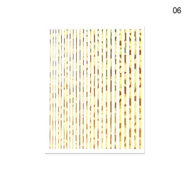 Black White 3D Nail Stickers Metal Gold Silver Geometric Tassel Strip Line Adhesive Transfer Decals Nail Art Design Gold Silver Metal Nail Sticker Metallic Curve Strip Line Nail Decal Self-Adhesive 3D Wave Design Nail Tips Decorations Manicure for Women