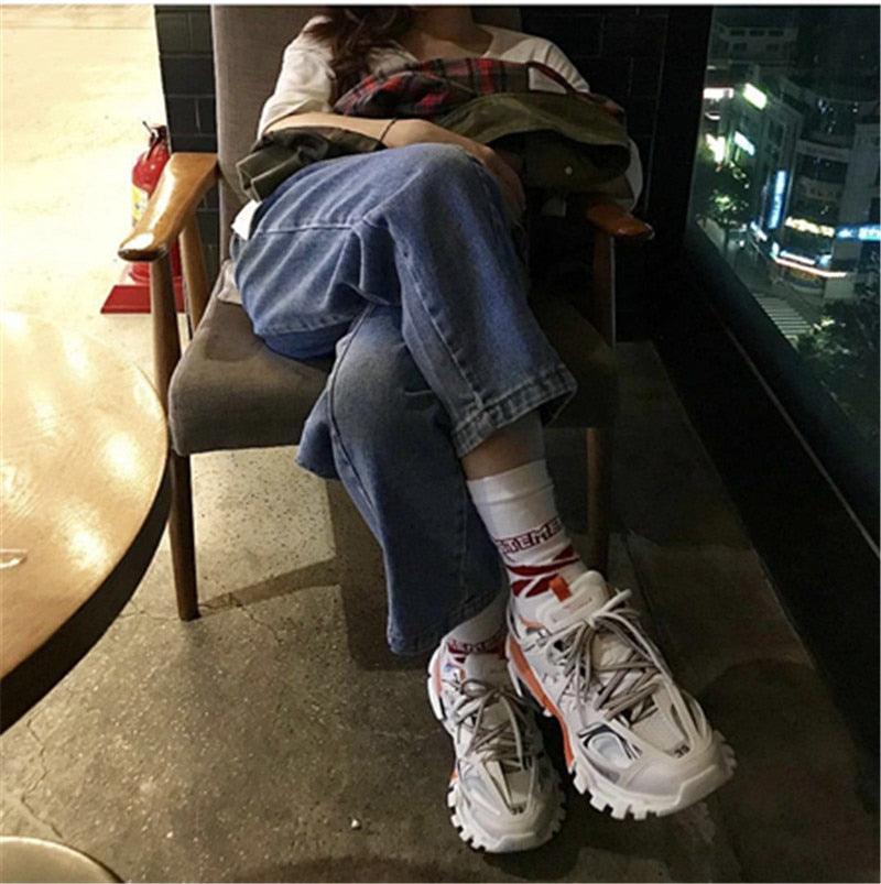 Black Womens Breathable Sneakers Spring Mesh Sneakers Woman Elegant Casual Sneakers Outdoor Sport Summer Couple Cushion Flats Running Womens Sneakers
