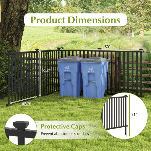 2 Piece 80 x 51 Inch Vinyl Picket Fence for Garden-Black