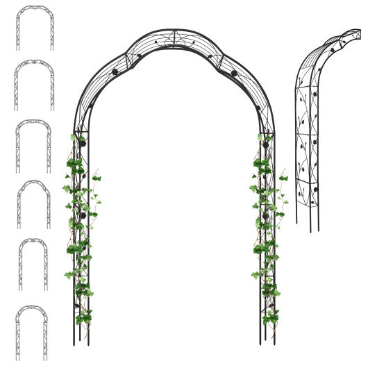 Garden Arch Arbor Trellis for Climbing Plants Roses Vines-Black
