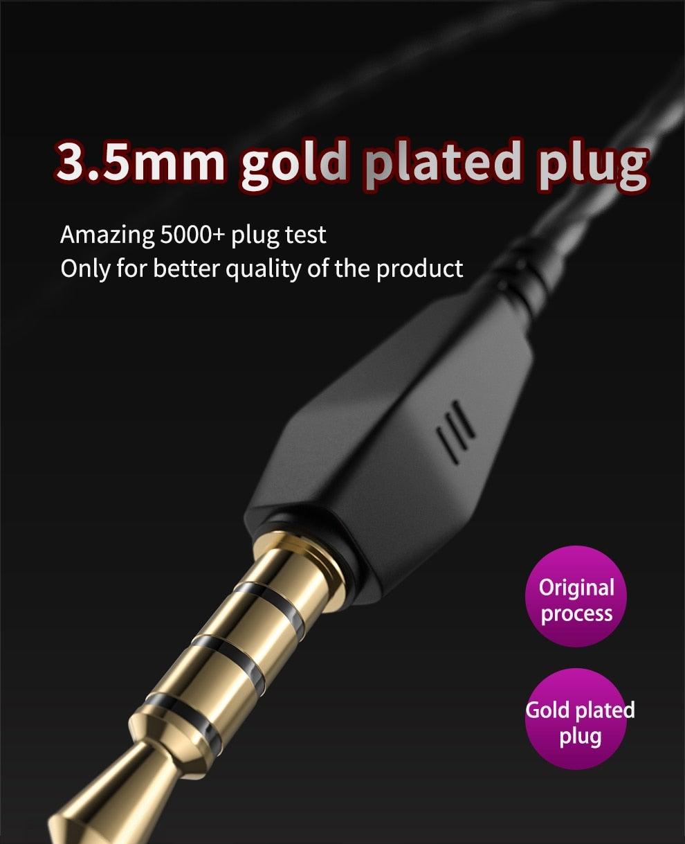 Blue Gaming Bass 3.5mm In-Ear Earphone Game Headset Noise Driver Gaming Earbuds Headset with Dual Mic Detachable & Built-in and Volume Control For Mobile Gaming PC Cancelling Earbuds With Mic