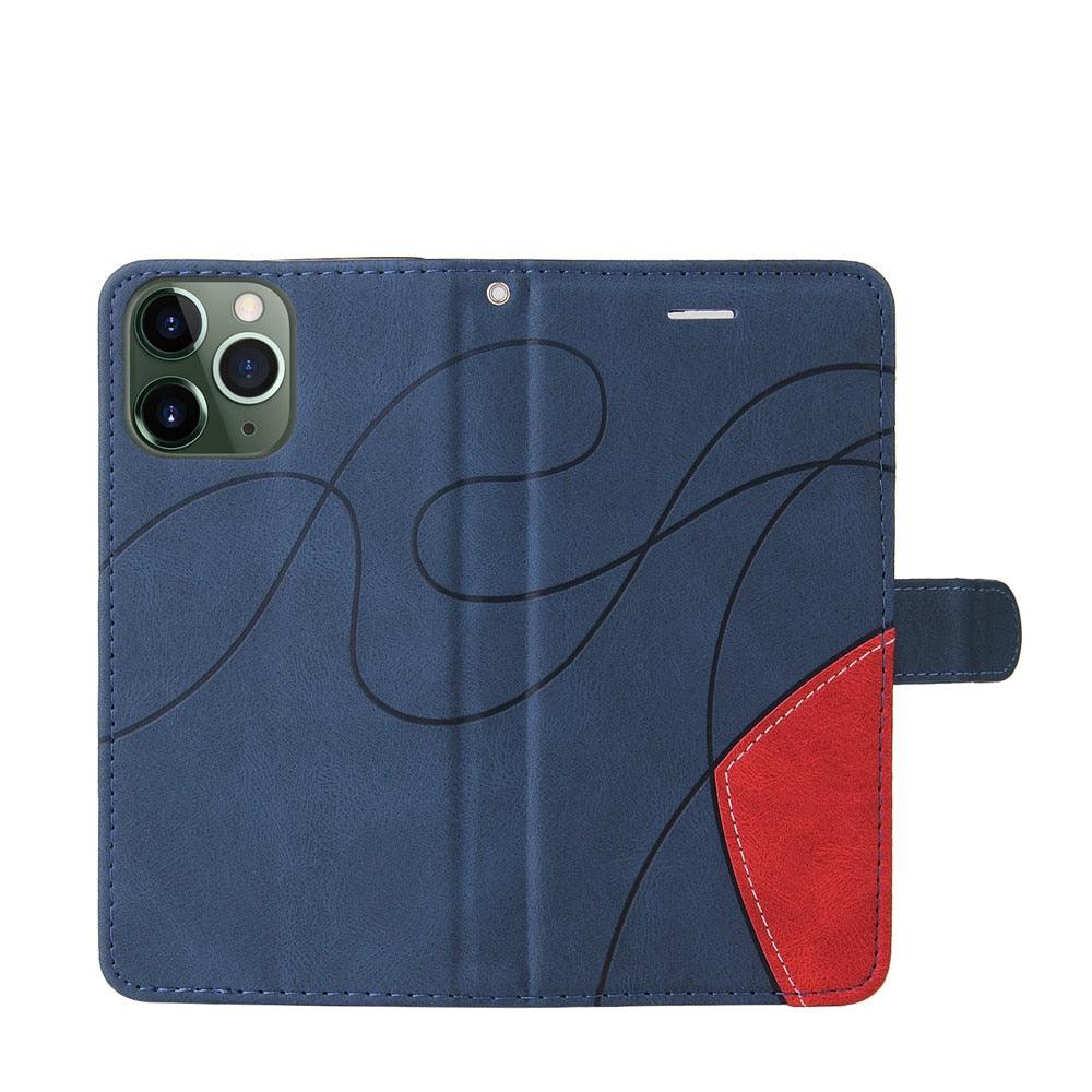 Blue PU Leather Wallet Flip Phone Case Cover For iPhone 13 Pro Max Case Leather Flip Cover iPhone 13 Pro Phone Case For iPhone 12 Mini 14 11 8 7 6 6s Plus 5 5s Case