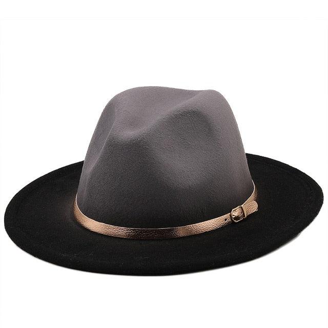Two Colors Spray Painted Wool Jazz Hat Fedora Unisex Color Autumn Winter Retro Hat Two Tone Dress Hat 56-58CM