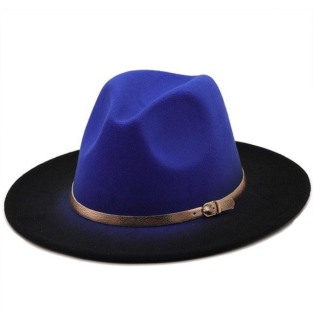 Two Colors Spray Painted Wool Jazz Hat Fedora Unisex Color Autumn Winter Retro Hat Two Tone Dress Hat 56-58CM